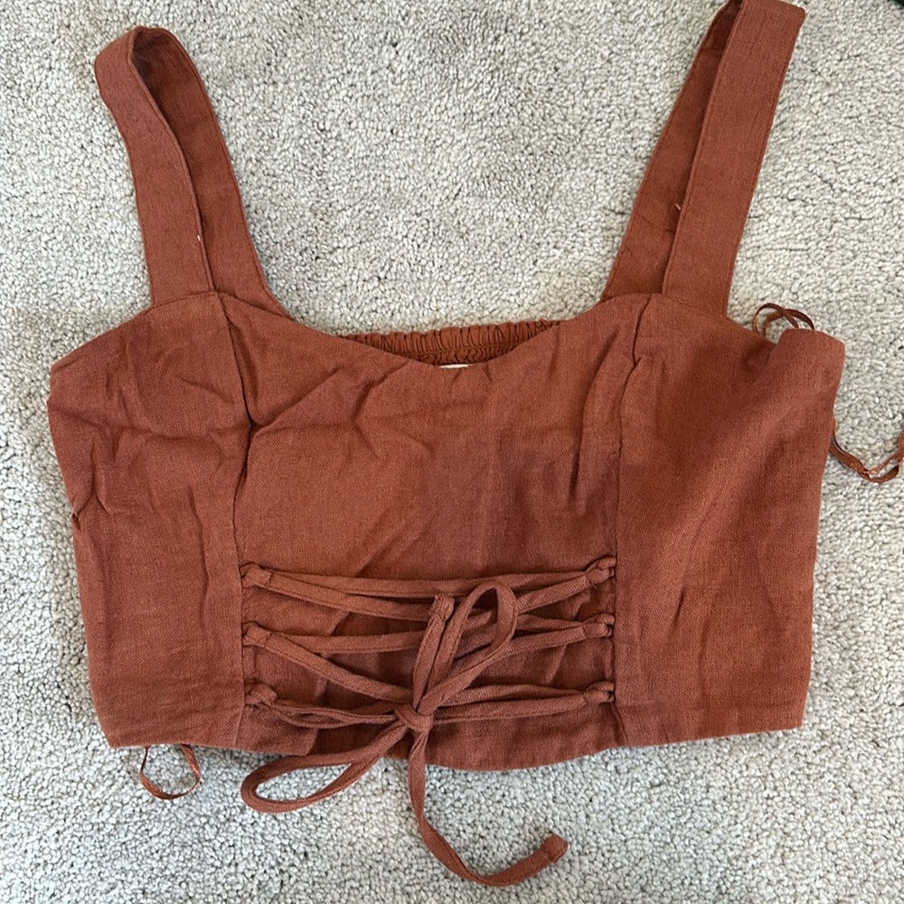 ABERCROMBIE & FITCH - Corset Crip Tank - Burnt Orange - S